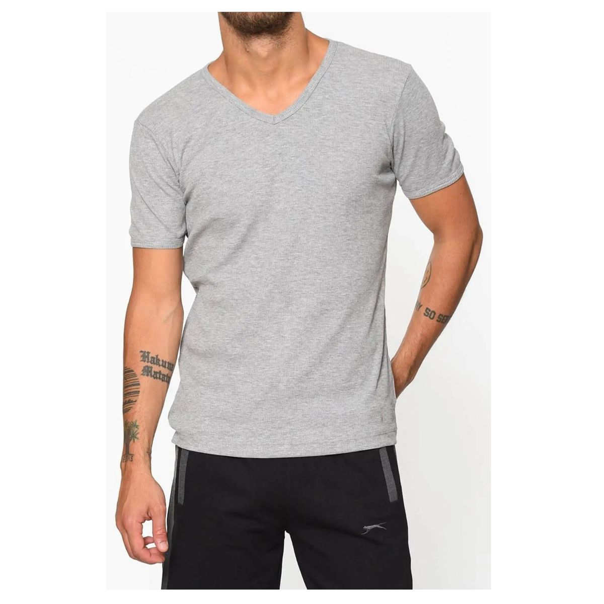 GARSIL - Pack 3 Polera De Algodon Manga Corta Para Hombre  - Camiseta Cuello V