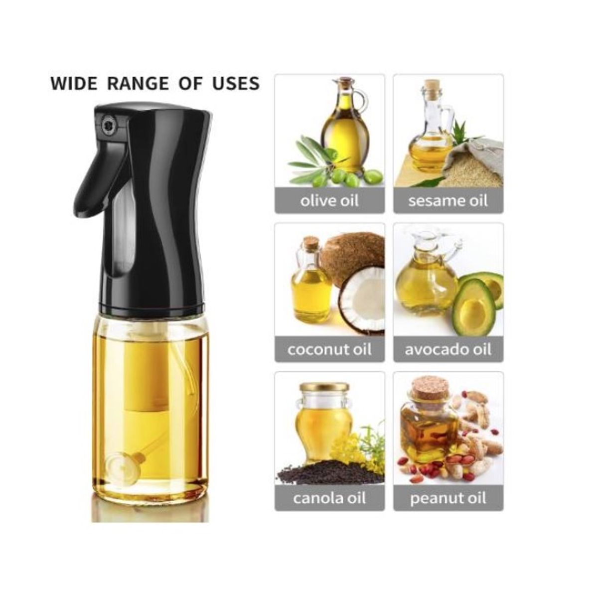 GENERICO - Dispensador Botella de Spray de Aceite de Cocina Negro