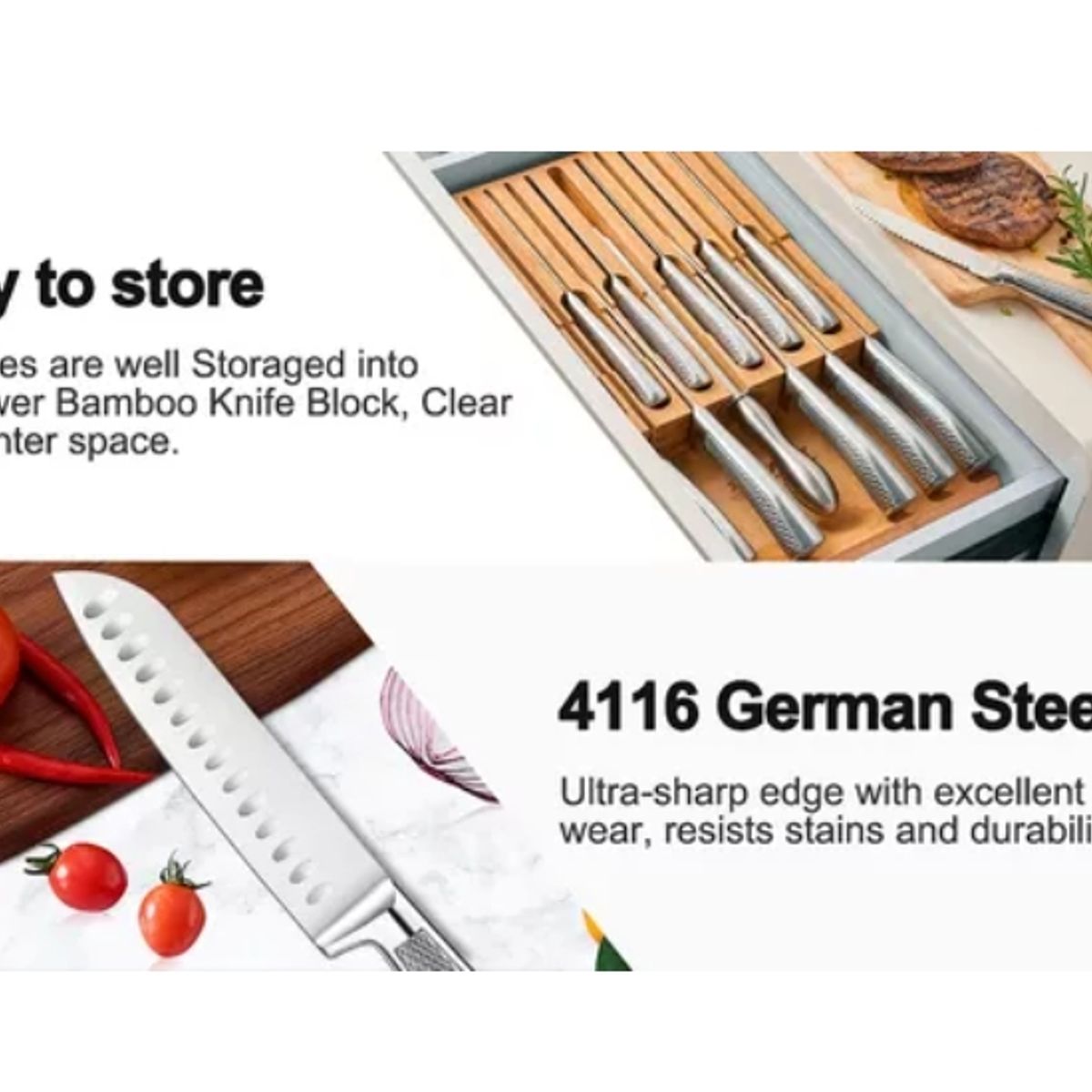 OFERTABKN - Set Cuchillos De Cocina Acero Inoxidable 14pcs