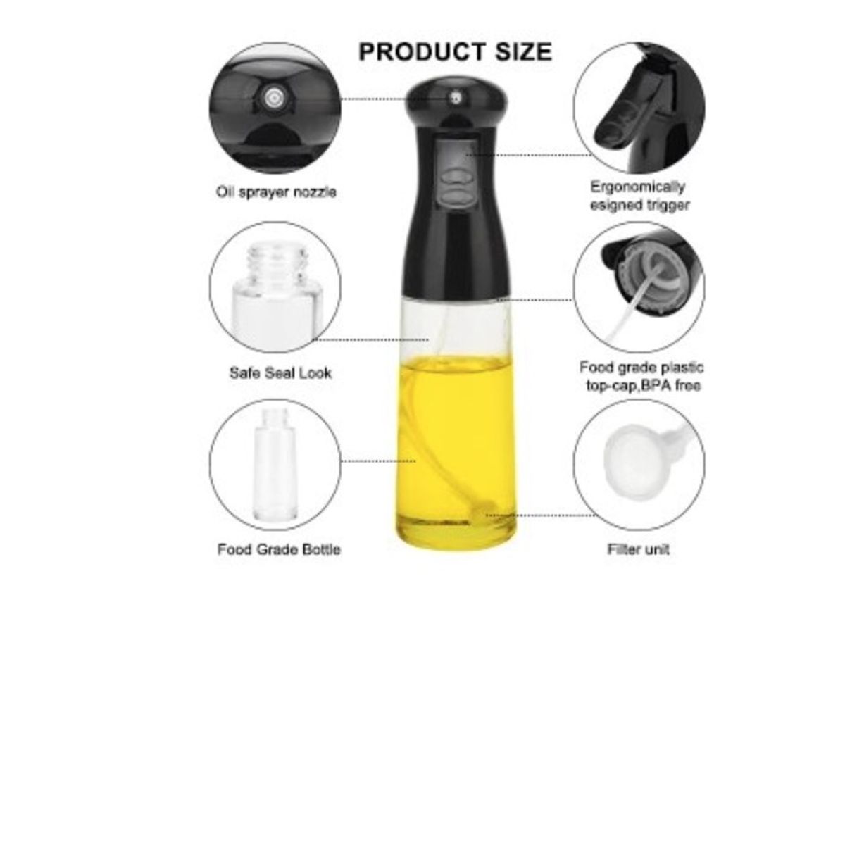 GENERICO - Dispensador Botella de Spray de Aceite de Cocina Blanco