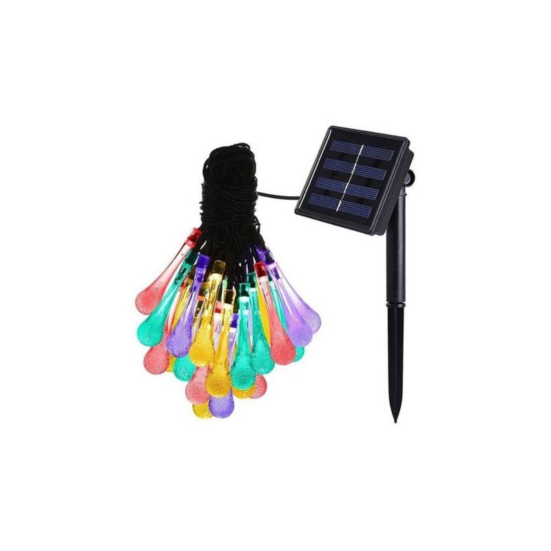 GENERICO - Guirnalda Solar Gotas de Agua 30 Led 6 Metros Multicolor