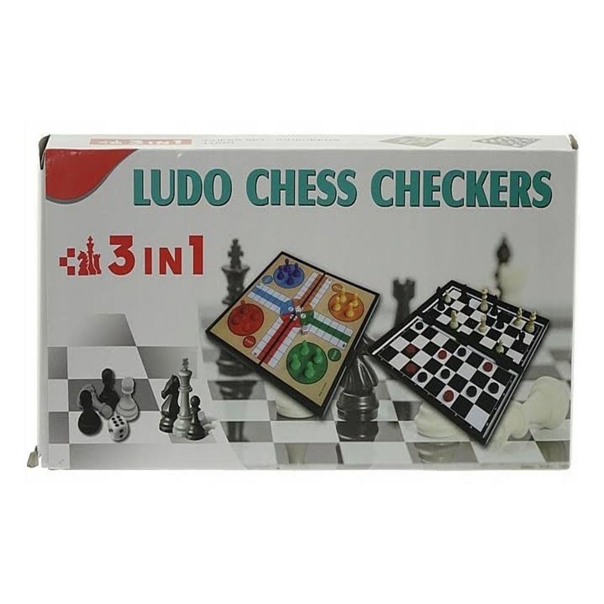 GENERICO - JUEGO DE MESA TABLERO 3 EN 1 AJEDREZ LUDO DAMA