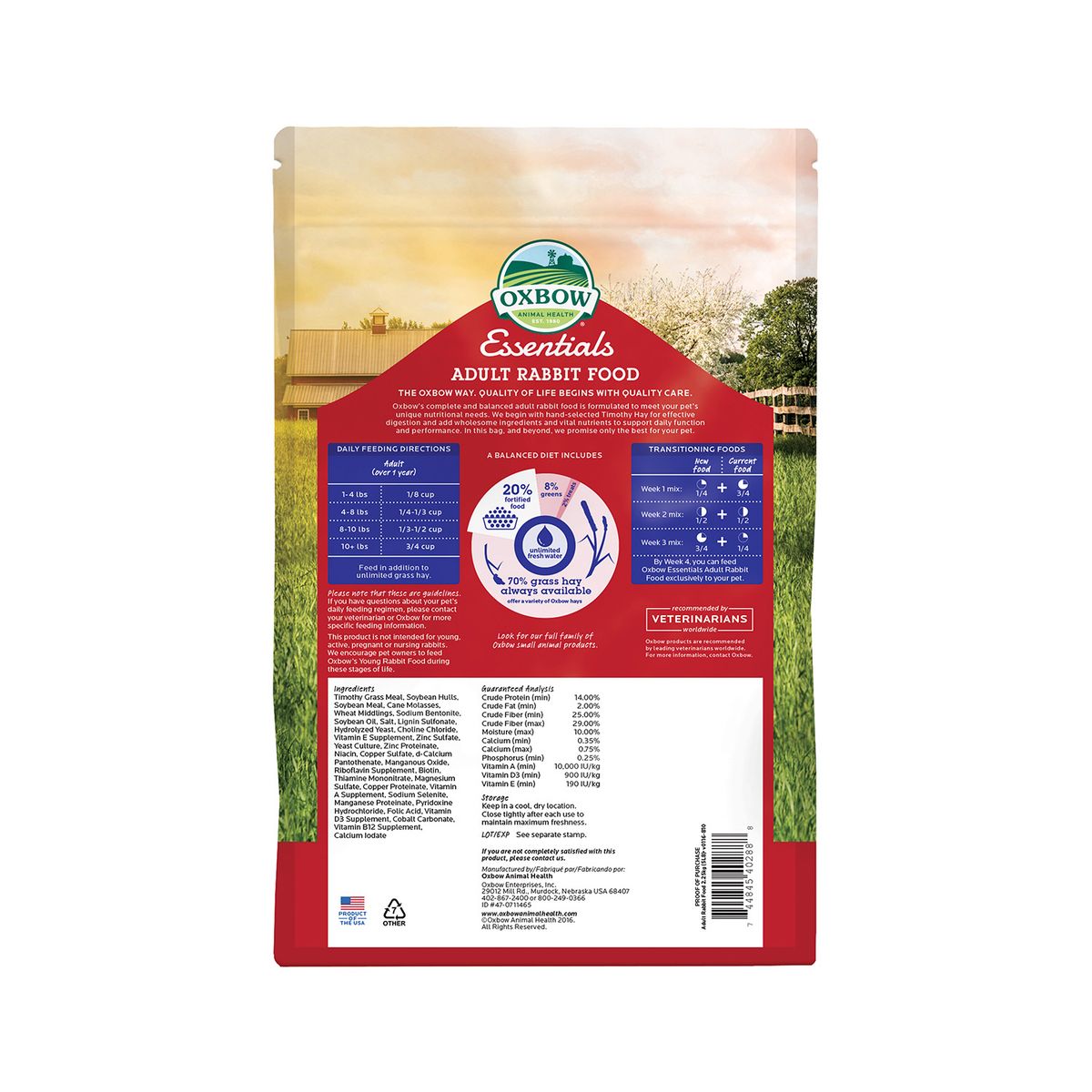 OXBOW - Alimento Oxbow Essential Adult Rabbit Diet 2.25Kg