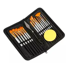OFERTABKN - Set Pinceles 15 Piezas Pelo Sintético Acuarela Acrílico Oleo