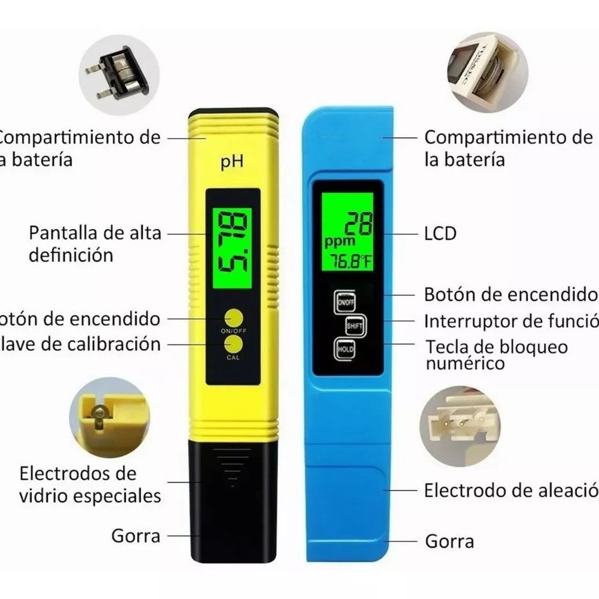 KUANGYE - Medidor De Ph Digital  Probador Tds Ec Temperatura Para Agua