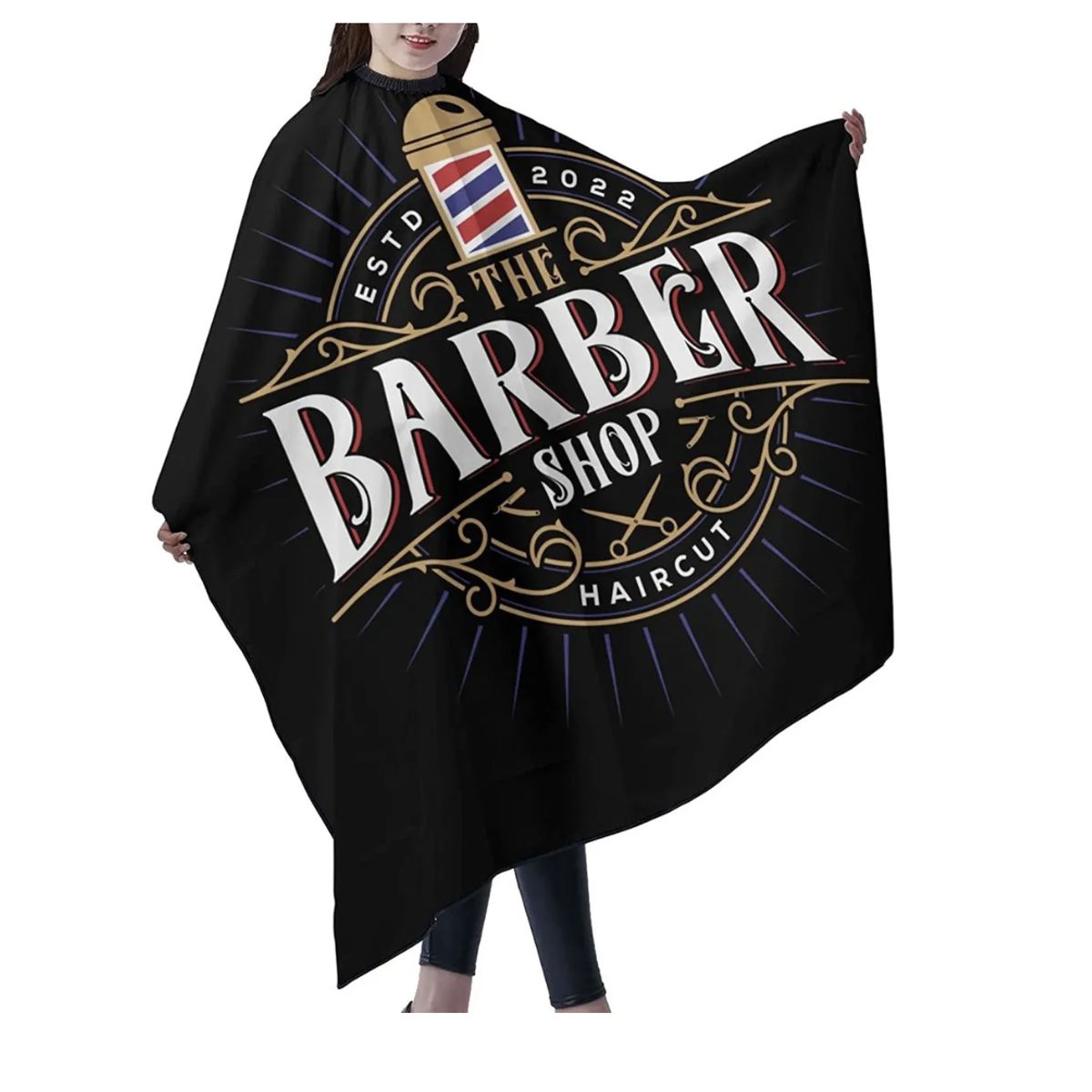 GENERICO - Capa Corte De Barbero Barbería Diseño Negro Con Barber 103