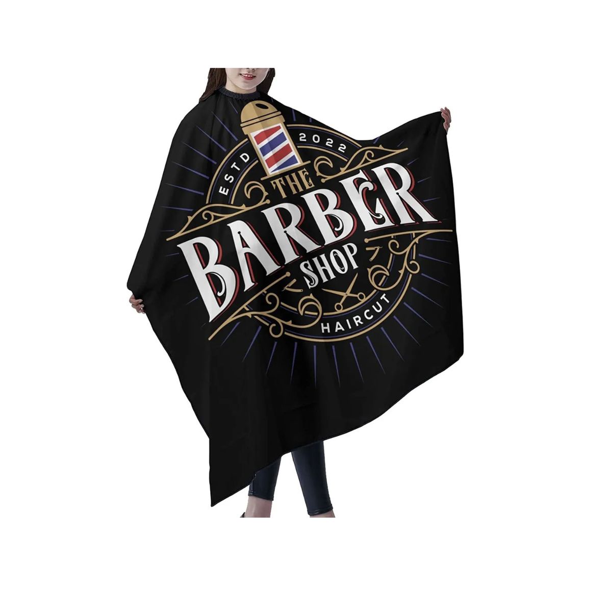 GENERICO - Capa Corte De Barbero Barbería Diseño Negro Con Barber 103