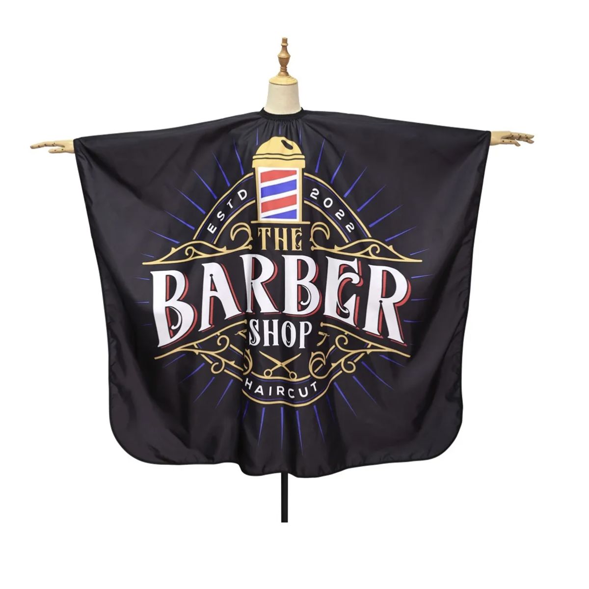 GENERICO - Capa Corte De Barbero Barbería Diseño Negro Con Barber 103