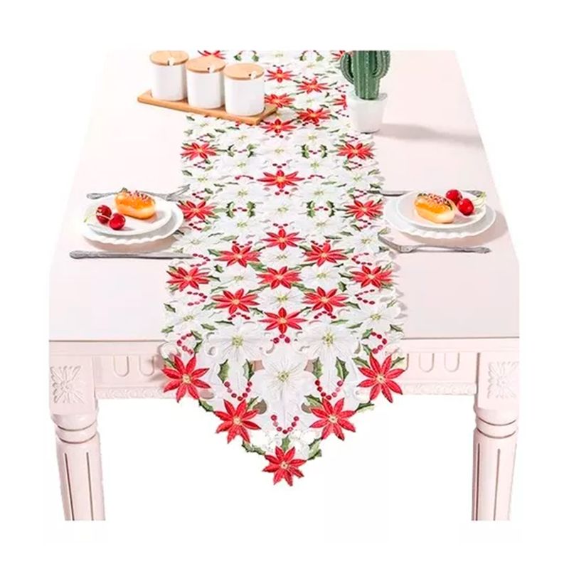 GENERICO - Mantel Bordado Decoración Navideña Camino De Mesa