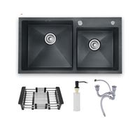 Lavaplatos 78x43 Cm Negro Deluxe Sobre Poner Con Accesorios