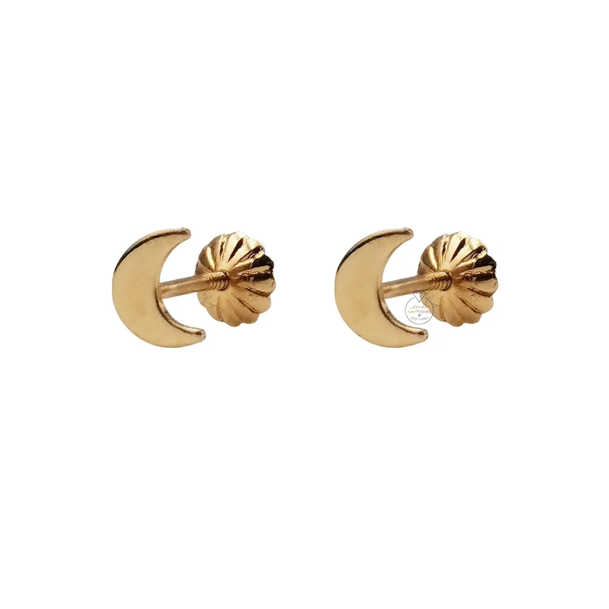 JOYAS MYTOKE - Aros Luna Oro 18 Kilates Garantizados Tornillo Niña Juvenil