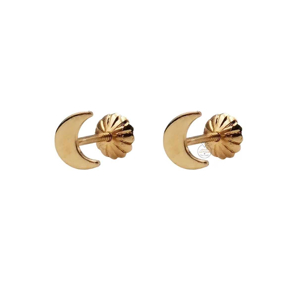 JOYAS MYTOKE - Aros Luna Oro 18 Kilates Garantizados Tornillo Niña Juvenil