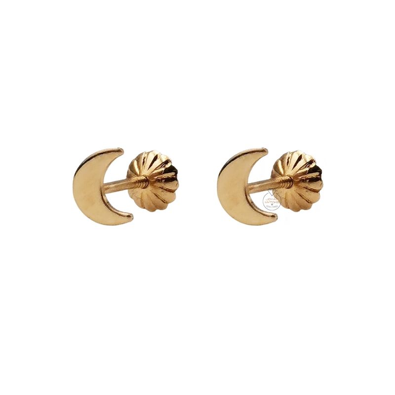 JOYAS MYTOKE - Aros Luna Oro 18 Kilates Garantizados Tornillo Niña Juvenil