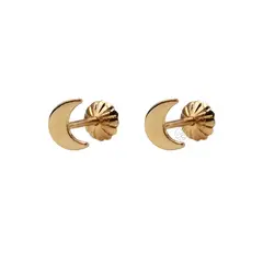 JOYAS MYTOKE - Aros Luna Oro 18 Kilates Garantizados Tornillo Niña Juvenil