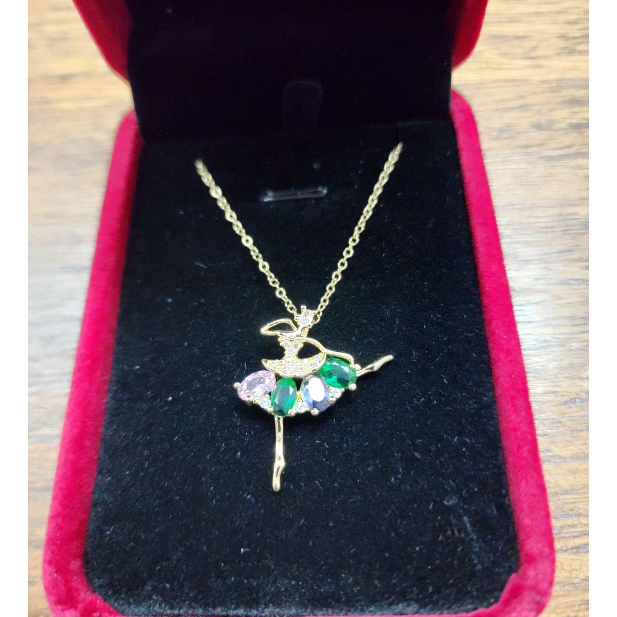 ZG JOYAS - Collar Bailarina Danza Zirconia Galvanizado En Oro 14K