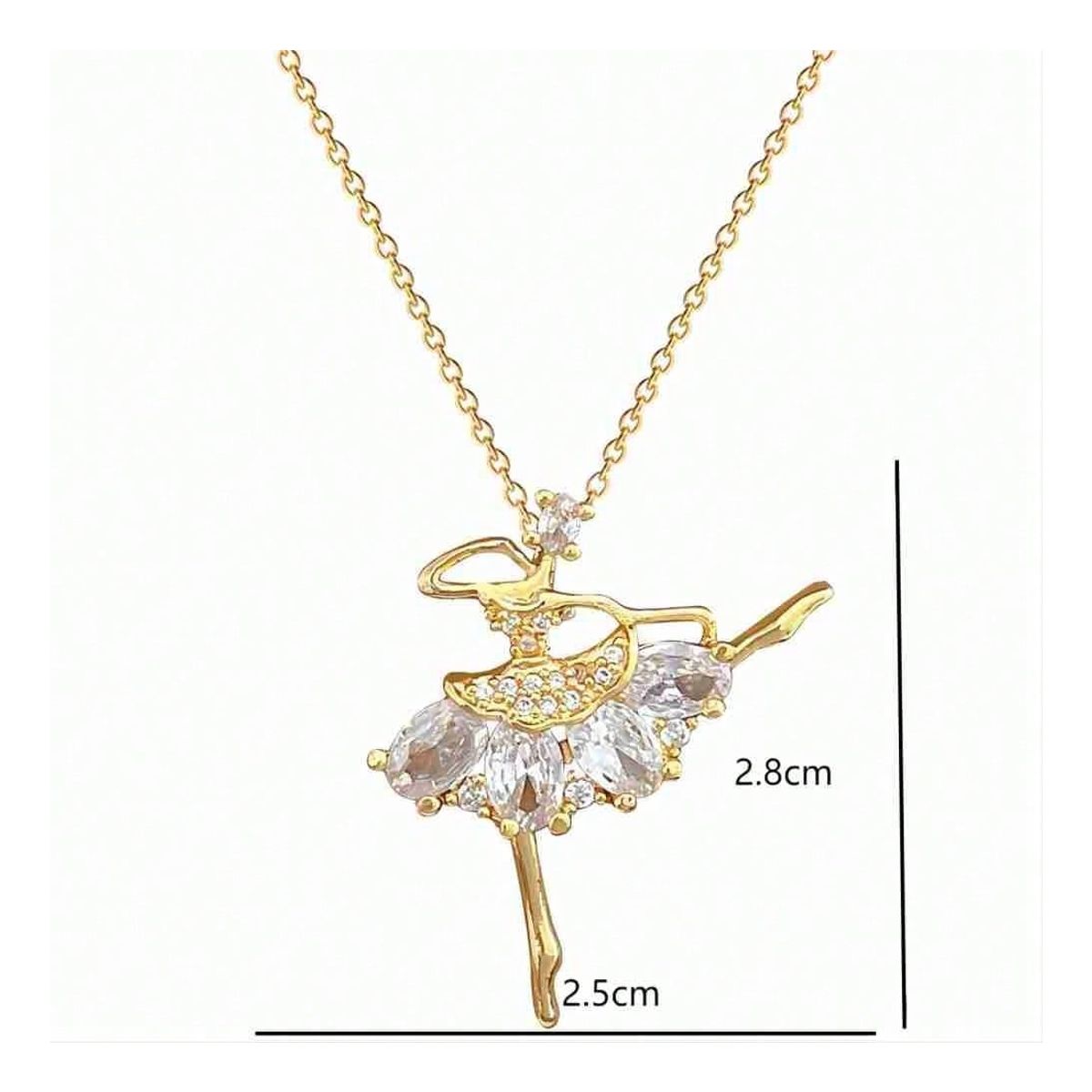 ZG JOYAS - Collar Bailarina Danza Zirconia Galvanizado En Oro 14K