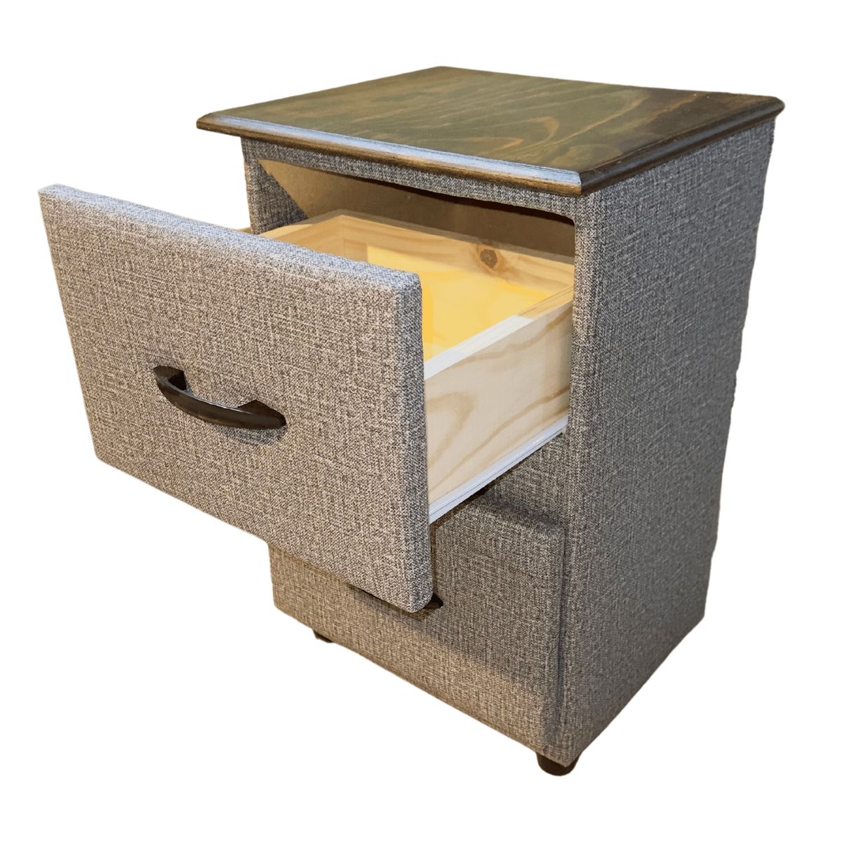 GENERICO - Veladores Doble Cajón Gris Jaspiado Muebles Rimar