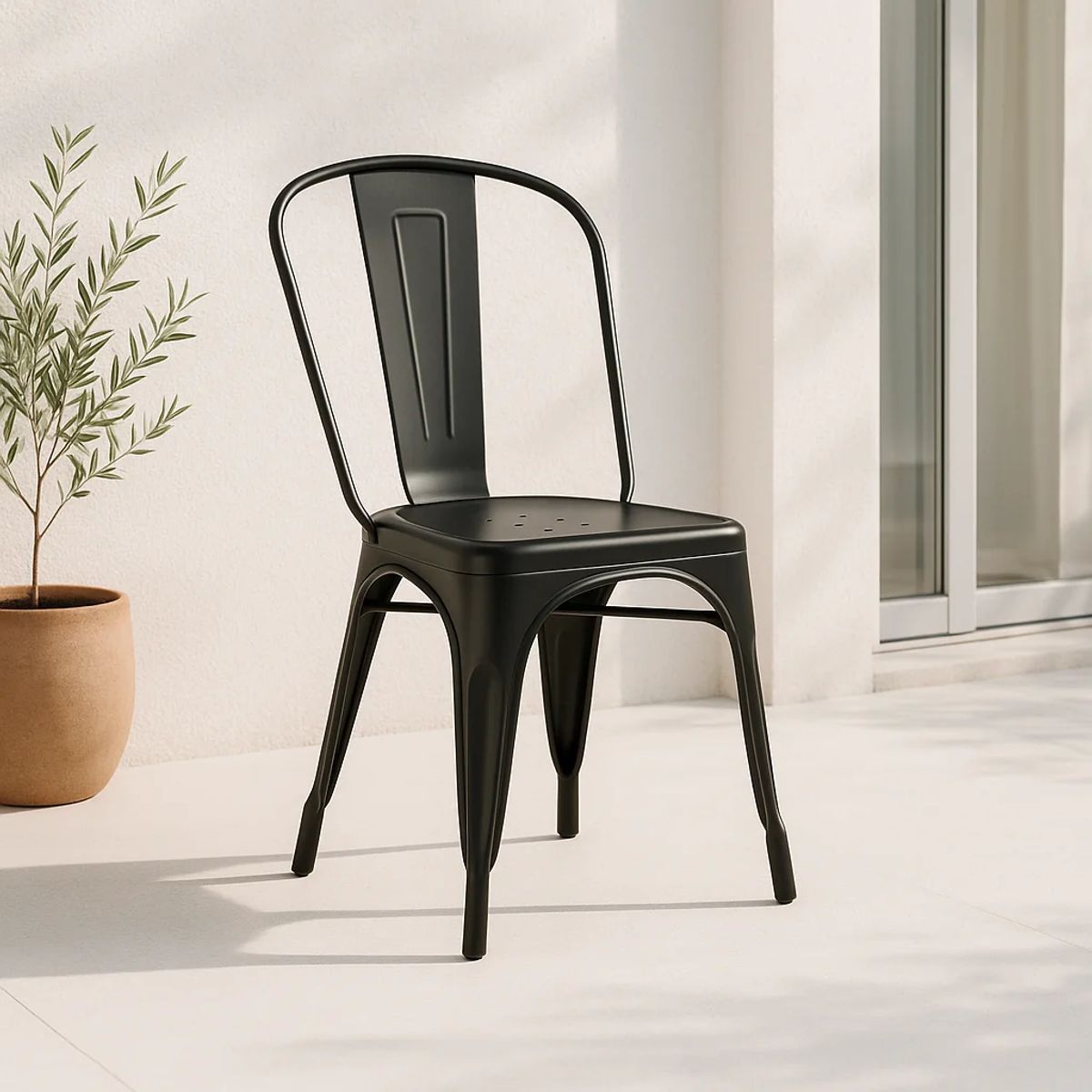 KLIK - Silla Taburete para Bar Comedor, Terraza Exterior Tolix de acero Negro