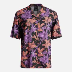 HAKA HONU - Camisa Mujer Hibiscus Print Negro