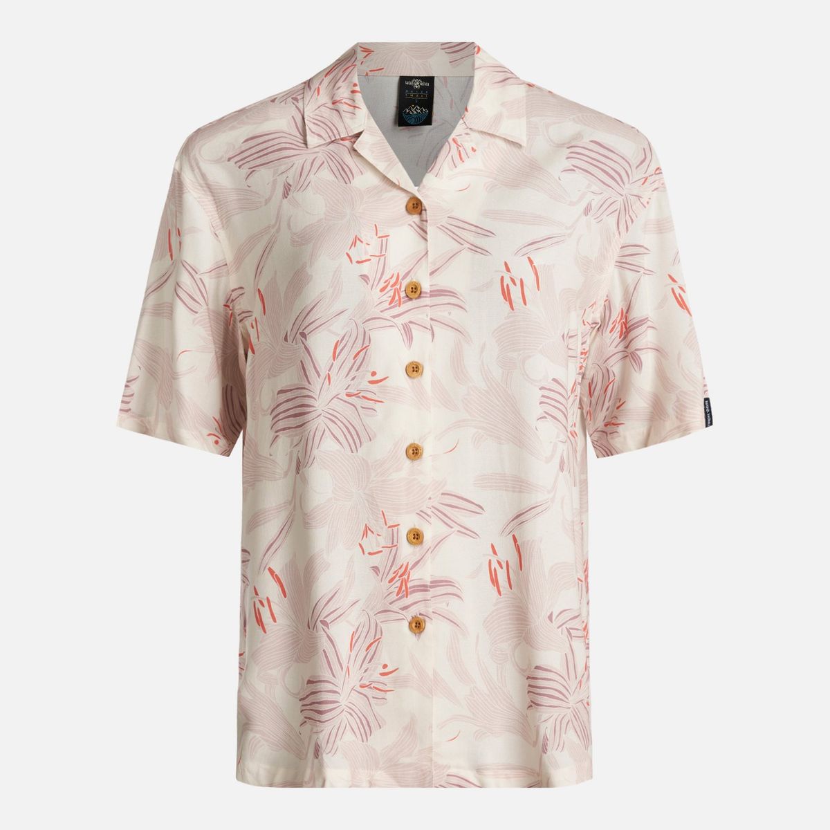 HAKA HONU - Camisa Mujer Hibiscus Print Beige Haka Honu