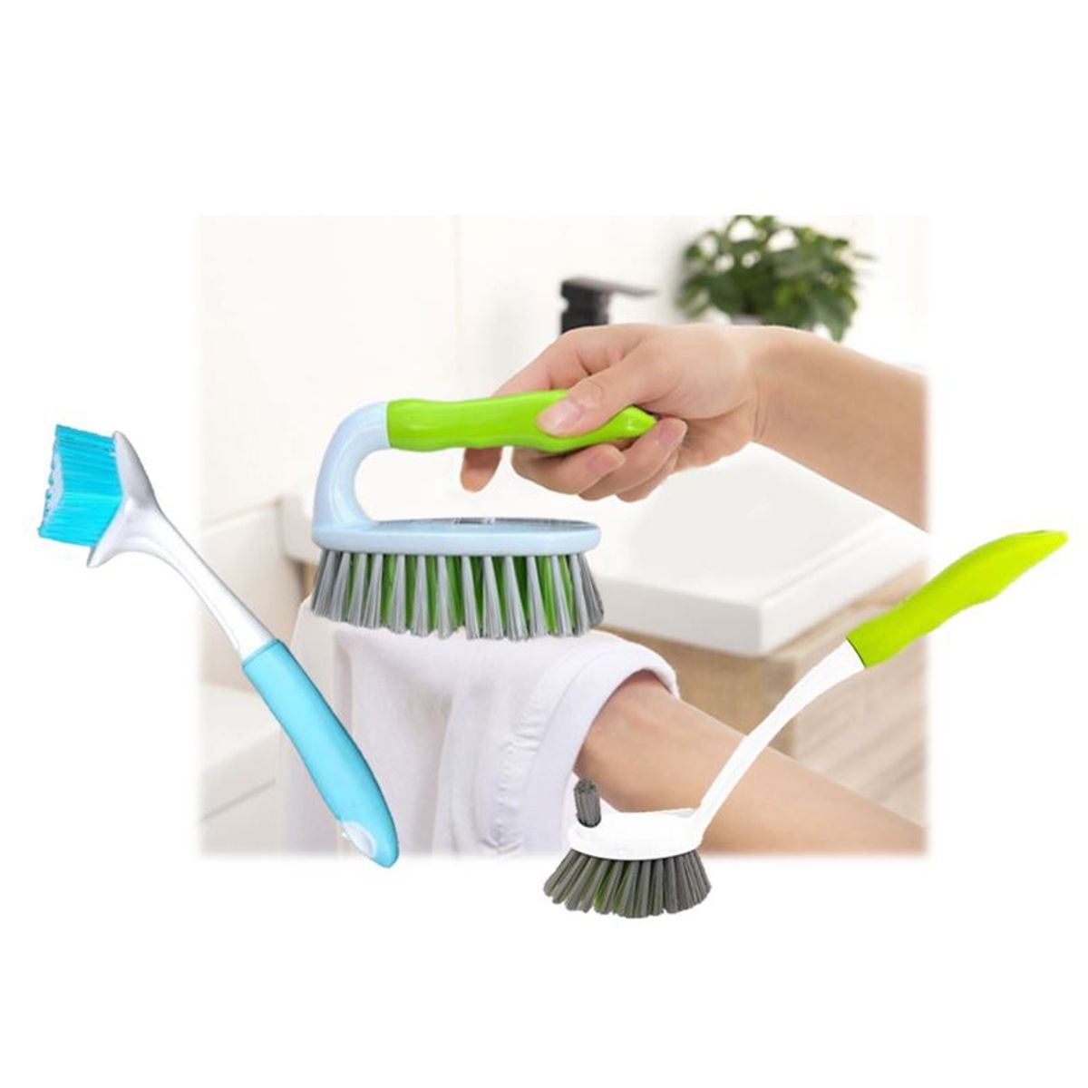GENERICO - Set 3 Escobillas Multiuso Cocina Baño Limpieza Desinfeccion