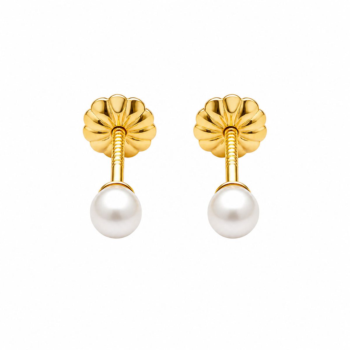 JOYAS MYTOKE - Aros Bebe Oro 18 Kilates Perla Cultivada 3mm Casquilla