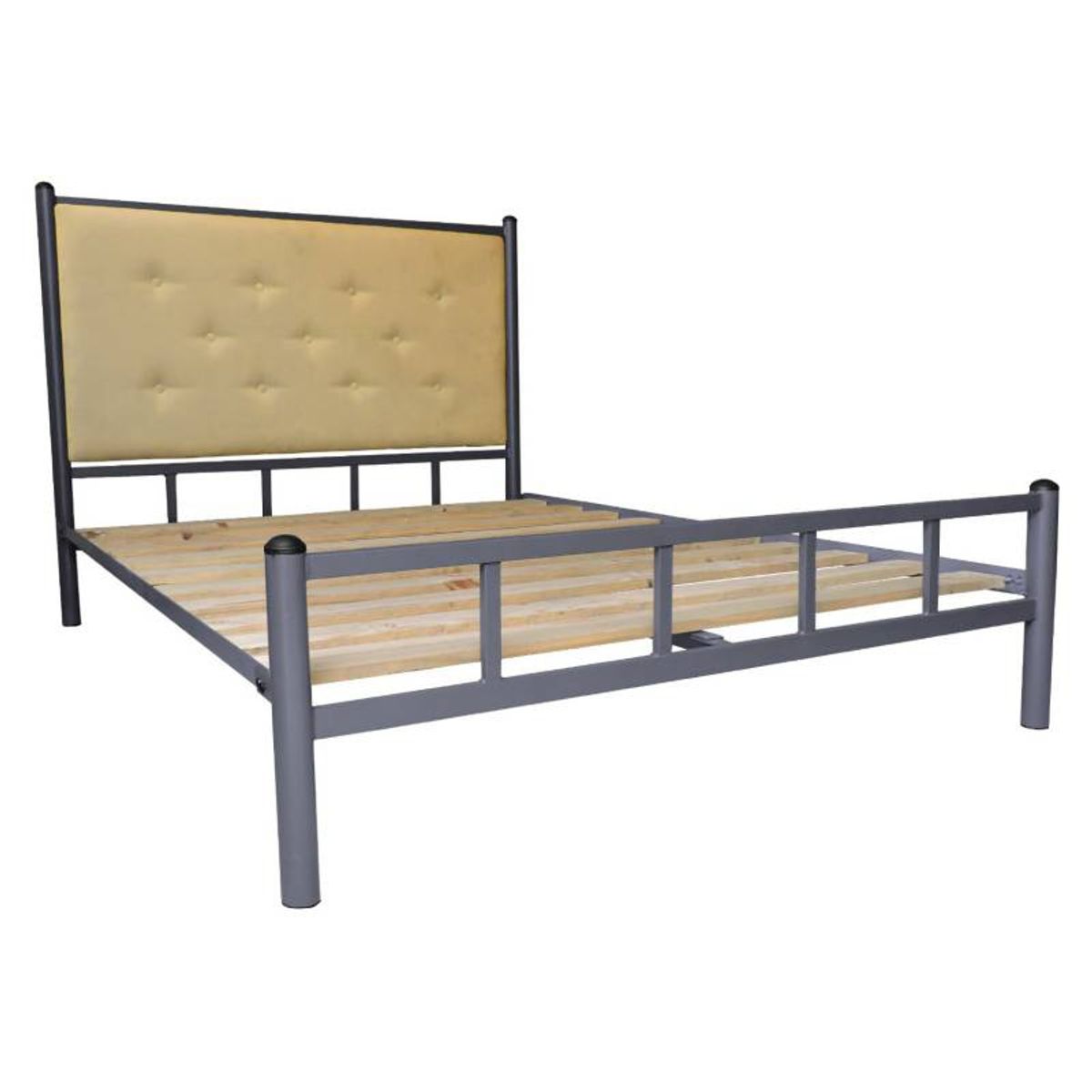 FUTONES Y MUEBLES - Cama 2 Plazas Grafito-Camel