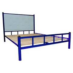 FUTONES Y MUEBLES - Cama 2 Plazas Azul-Celeste