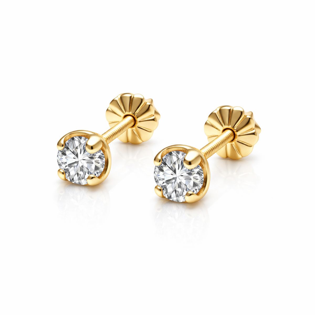 JOYAS MYTOKE - Aros Oro 18 Kilates Piedra Circon Bebe Hija Tornillo Tope