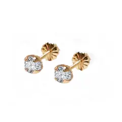JOYAS MYTOKE - Aros Oro 18 Kilates Piedra Circon Bebe Niña Tornillo Tope