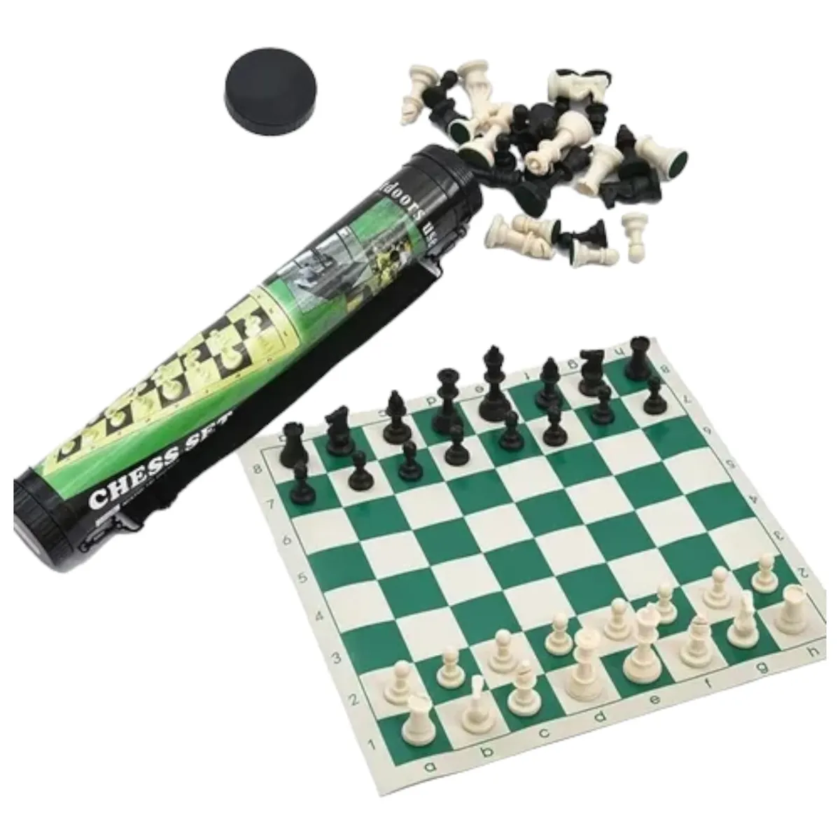 GENERICO - Tablero Ajedrez Enrollable de 53cm x 53cm Con Estuche