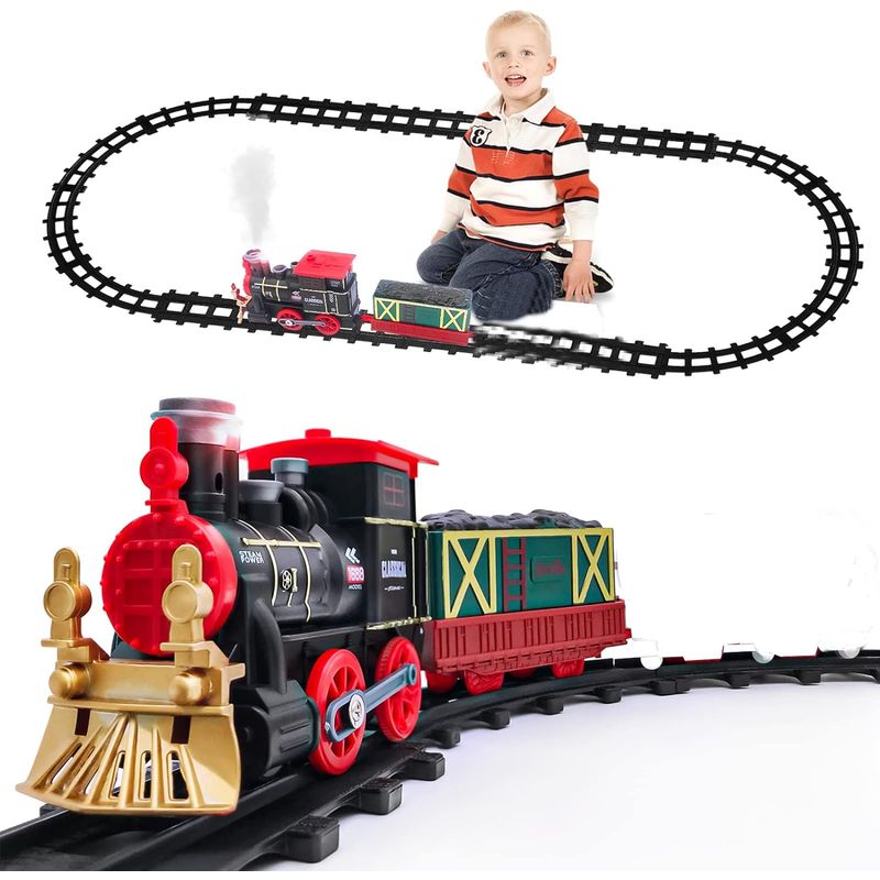 GENERICO - Tren Clasico rieles Sonido Luz tira humo Ideal para Obsequio
