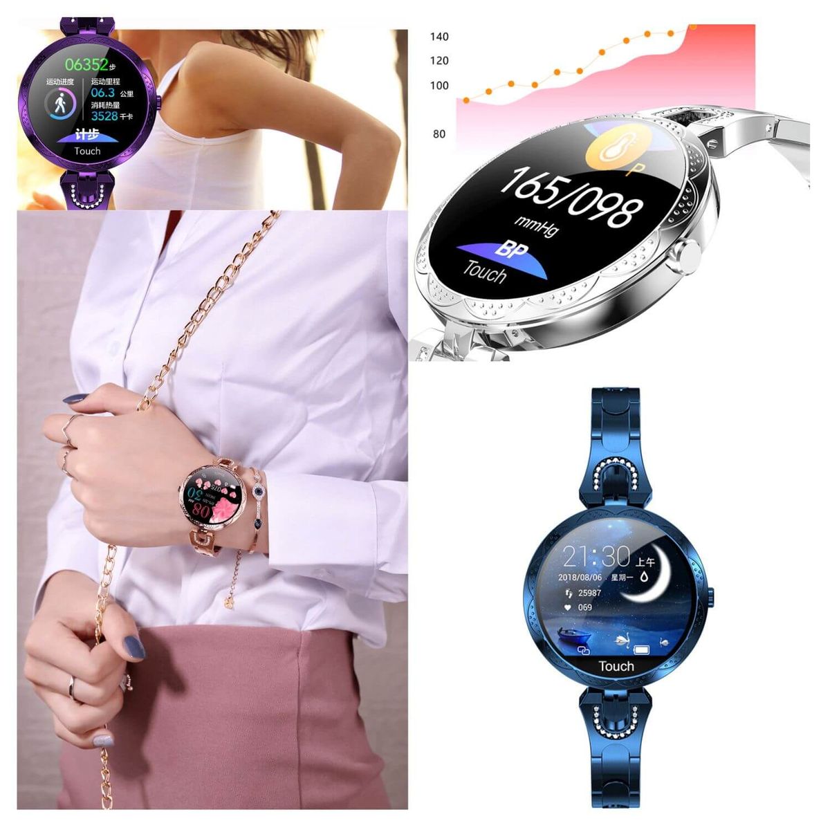 GENERICO - Smartwatch bluetooth deportivo elegante para mujer + Audífonos