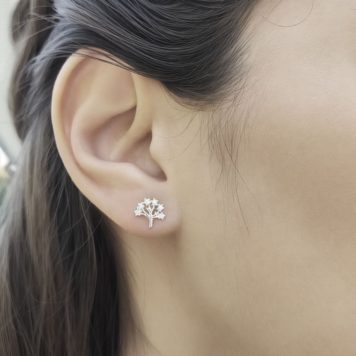 ANDREA COGGIOLA JOYAS - Aros Árbol Circón Ramas Plata Fina 925