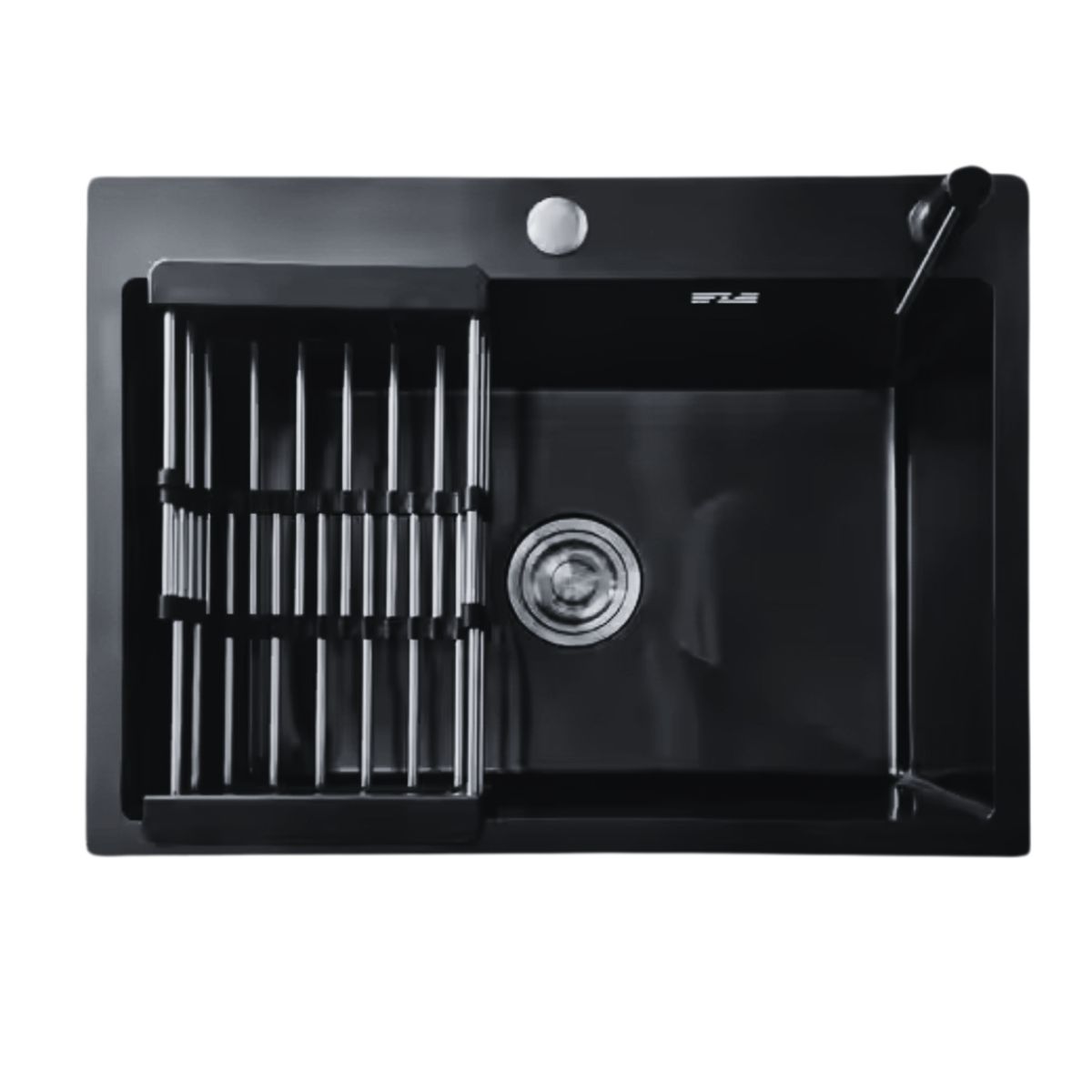 MODERN SPACE - Lavaplatos 60x45 Cm Negro Deluxe Con Accesorios 2mm