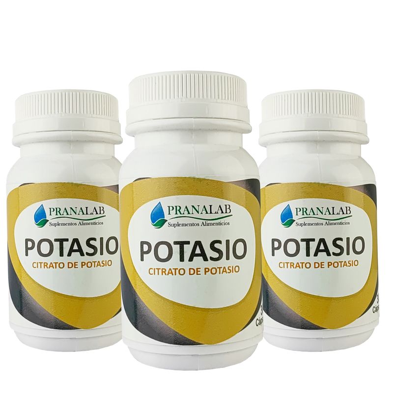 PRANALAB - CITRATO DE POTASIO 500 MG PACK 3 FRASCOS 90 CAPS