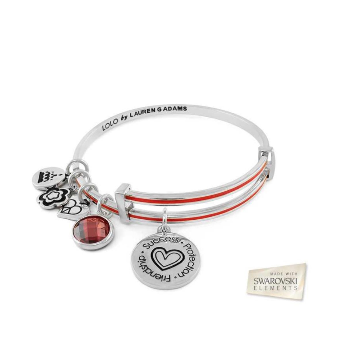 VANE COLLECTION - Pulsera para mujer LOLO ajustable baño de rodio esmalte garnet silver