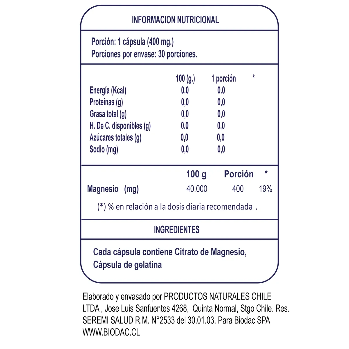PRANALAB - CITRATO DE MAGNESIO 400 MG PACK 3 FRASCOS 90 CAPS.-