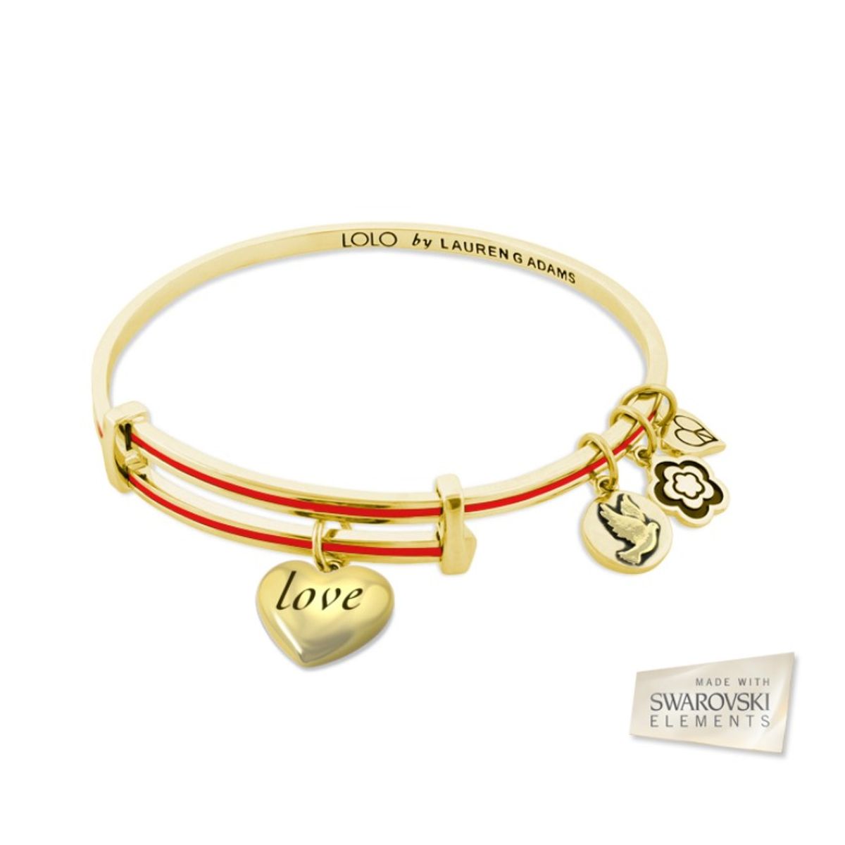 VANE COLLECTION - Pulsera para mujer LOLO ajustable baño de oro esmalte heart gold