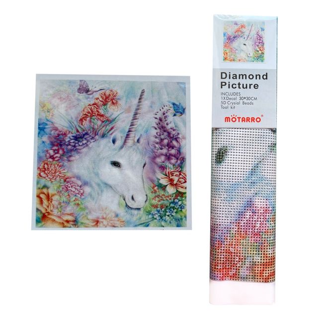 MOTARRO - Pintura con diamantes - Unicornio 30X30