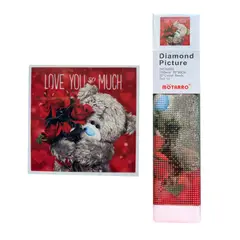 MOTARRO - Pintura con diamantes - Osito rosas 30X30
