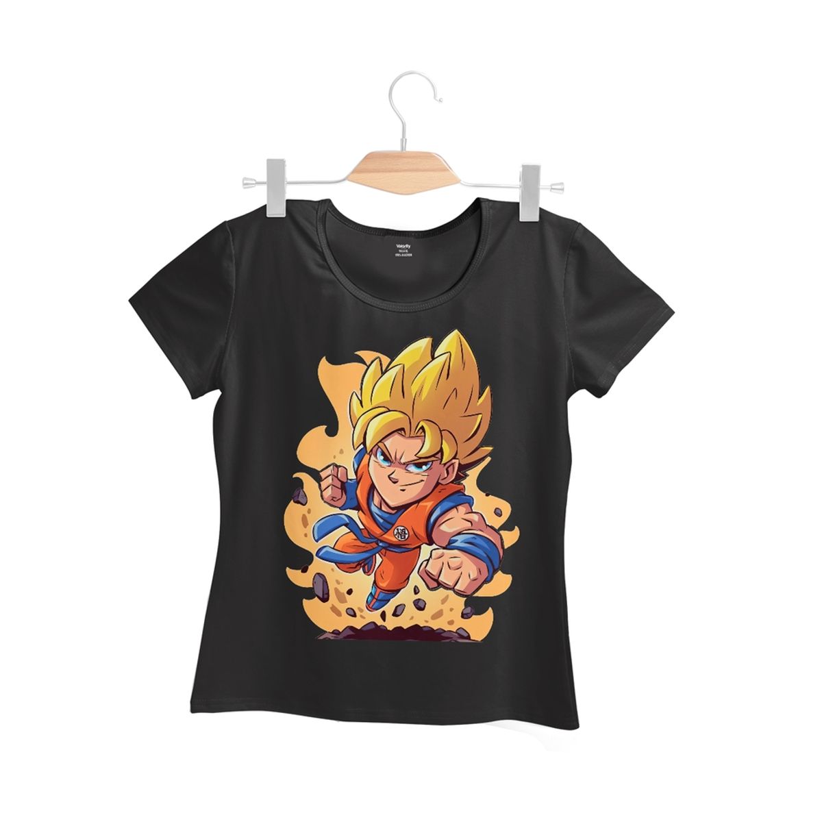 GENERICO - Polera Mujer Chibi Goku Ss - Negro