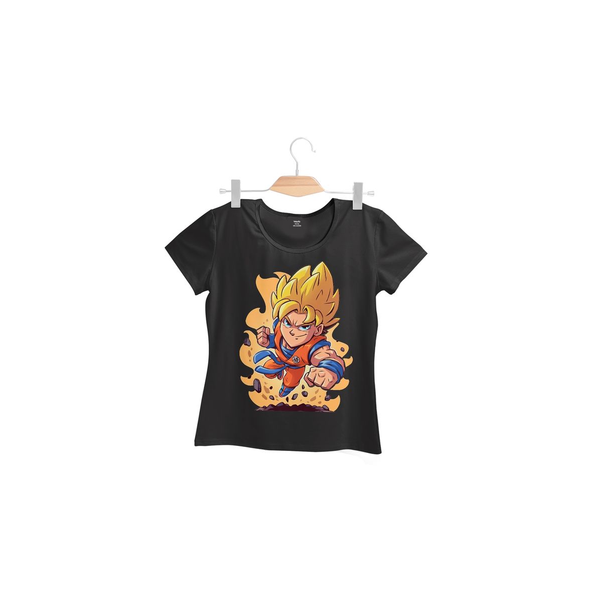 GENERICO - Polera Mujer Chibi Goku Ss - Negro