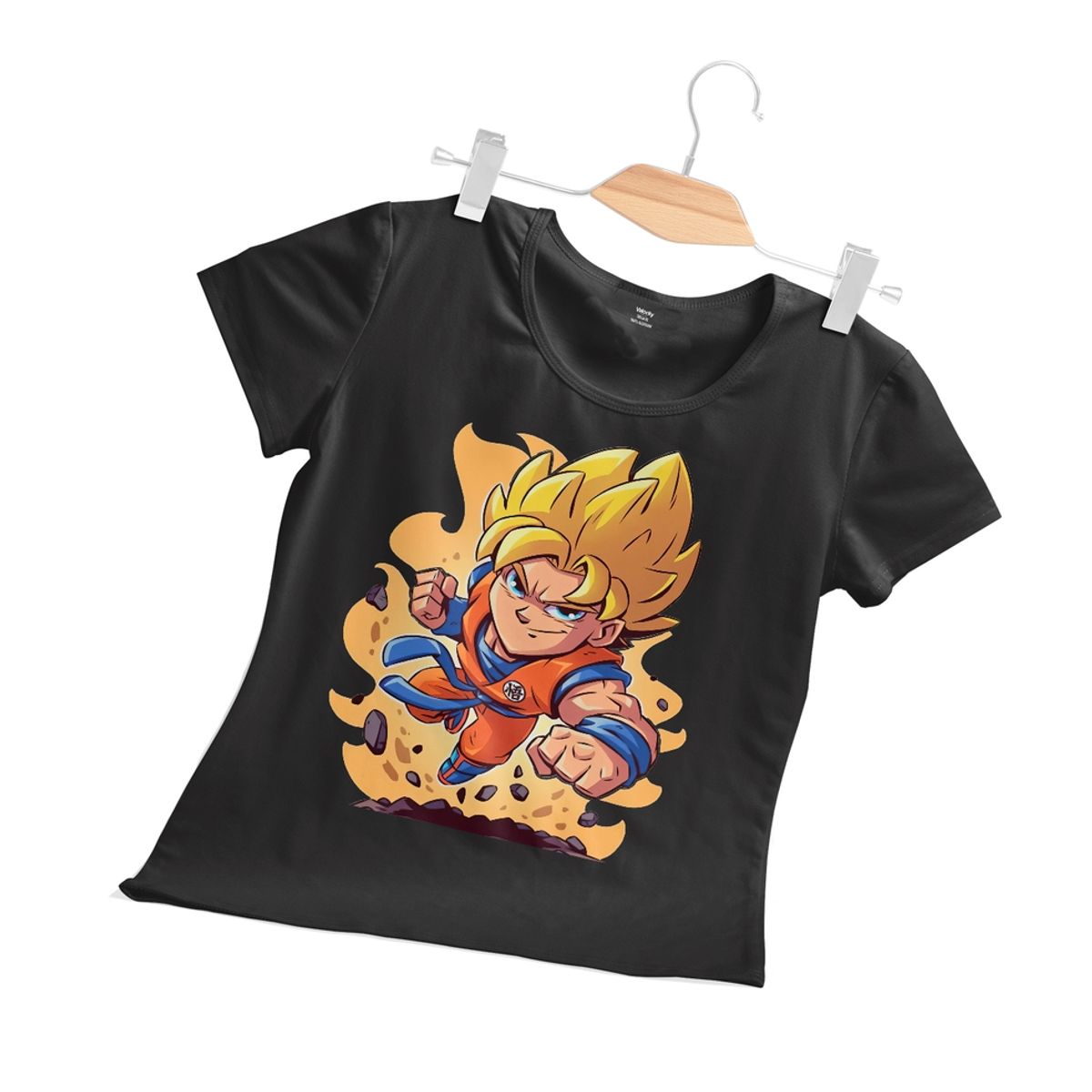GENERICO - Polera Mujer Chibi Goku Ss - Negro