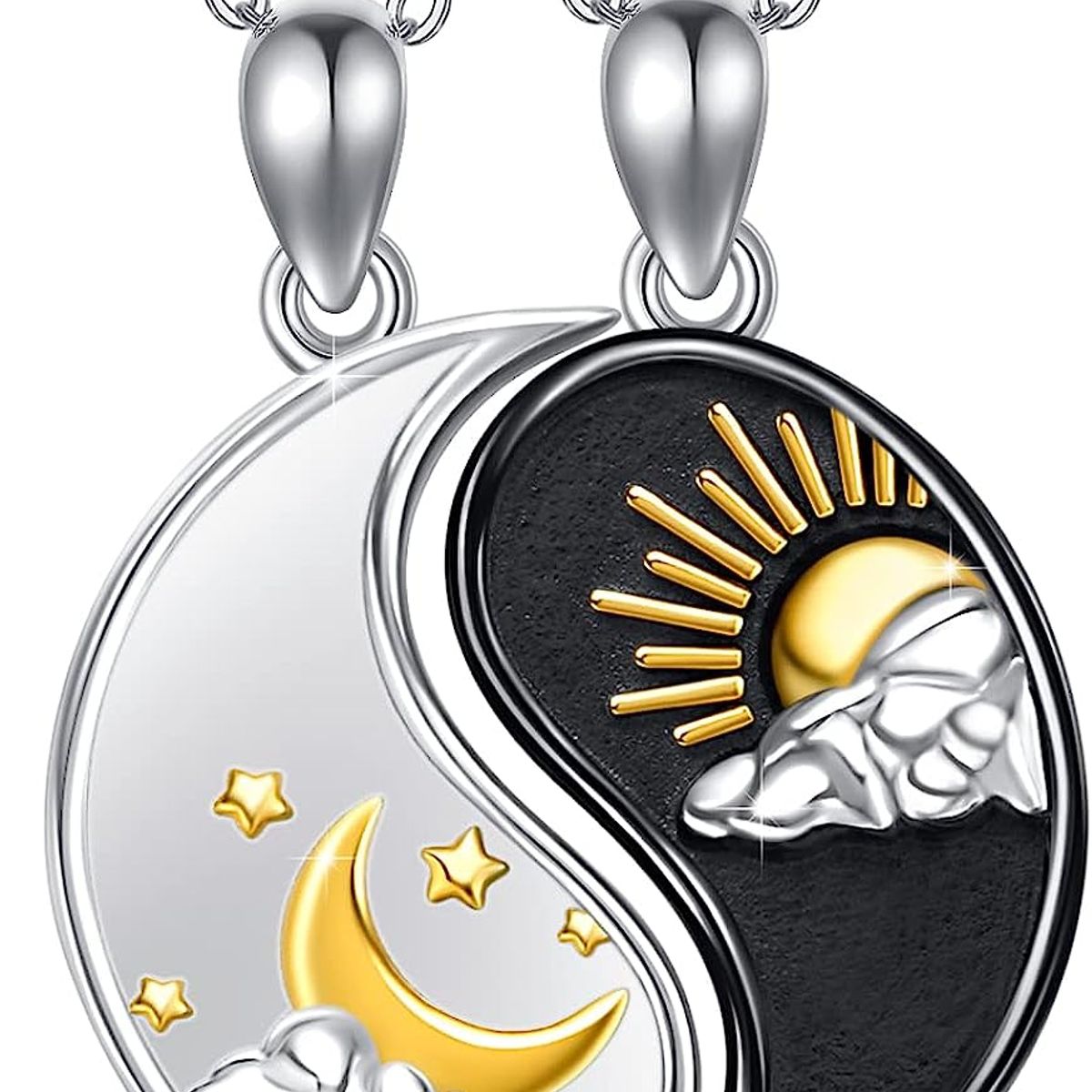 GENERICO - Collar parejas sol y luna Plata 925