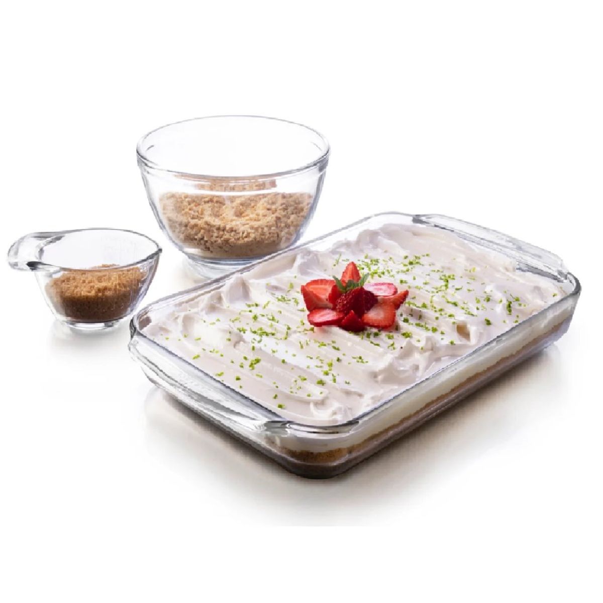 OEM - Juego Postre 3 Piezas De Vidrio