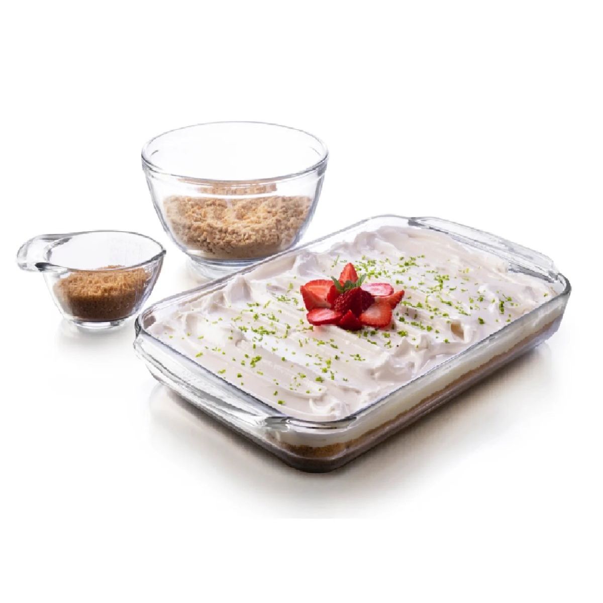 OEM - Juego Postre 3 Piezas De Vidrio