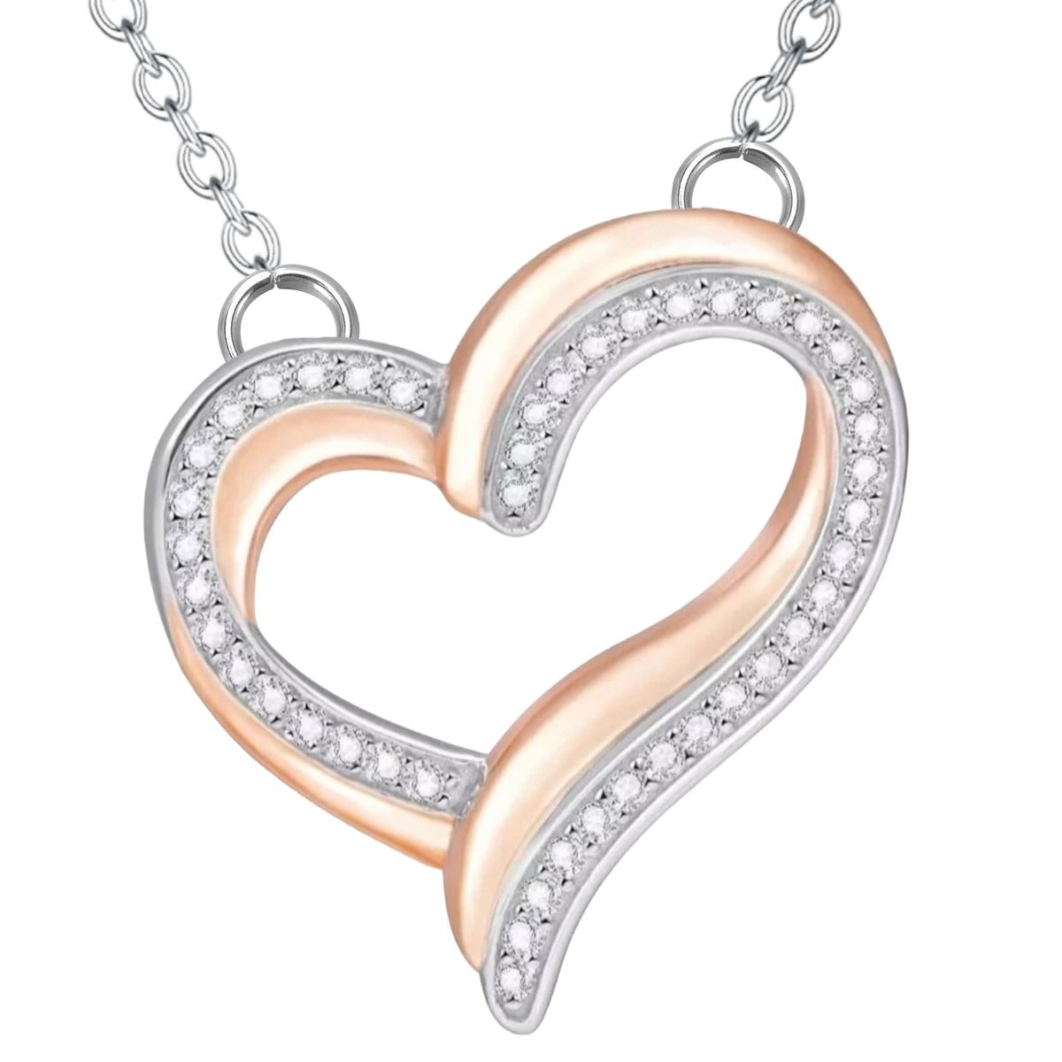 GENERICO - Collar plata 925 corazón oro rosa mujer regalo