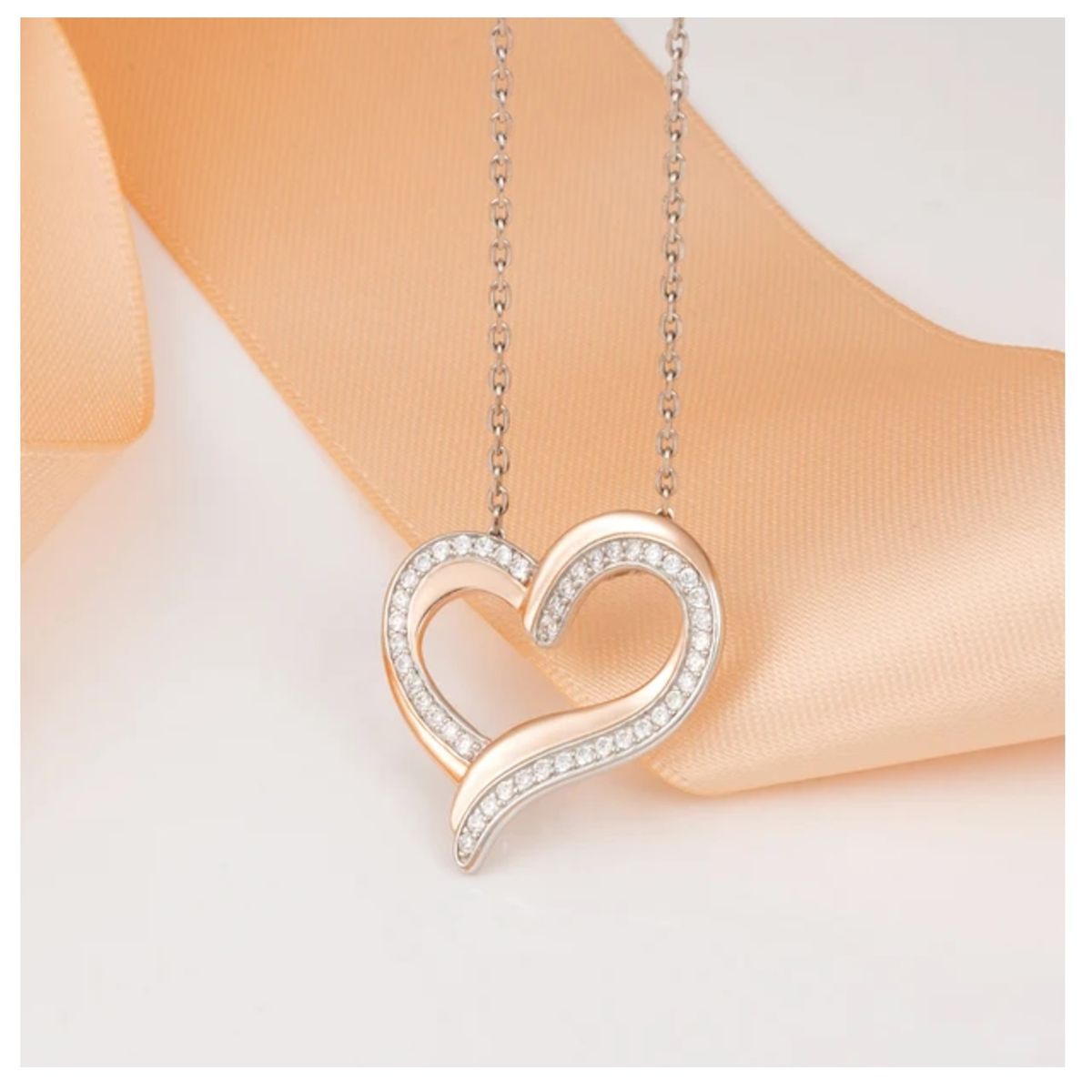 GENERICO - Collar plata 925 corazón oro rosa mujer regalo