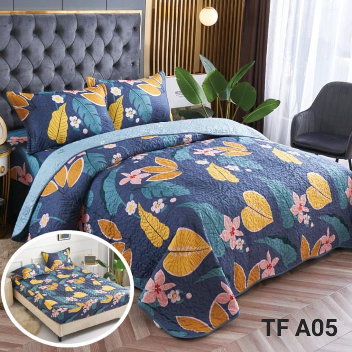 GENERICO - Cobertor Quilts de Verano + Cubrecolchon + Sabanas 2 Plazas